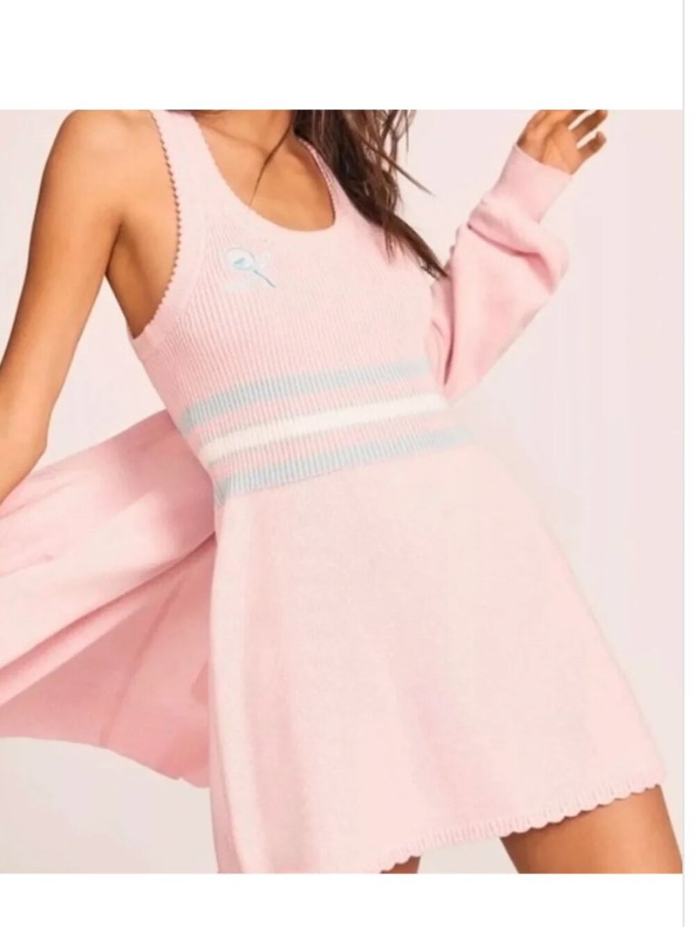 LoveShackFancy Pink Knit Sweater Tennis Mini Dress, Small, NWOT